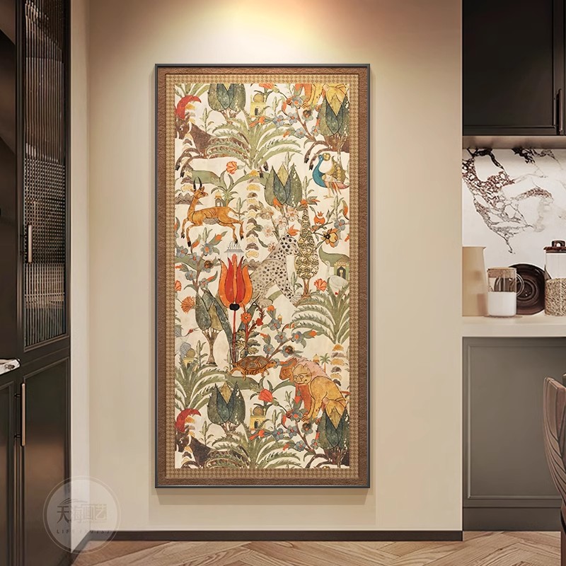 法式中古风玄关装饰画复古入户门走廊过道尽头挂画高级感艺术壁画