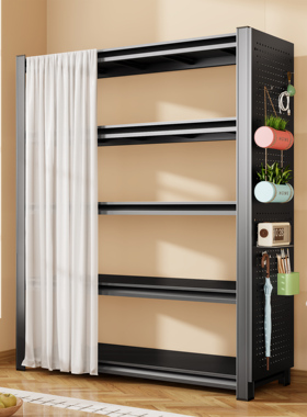 家用货架洞洞板防尘帘多层置物架落地式仓库阳台厨房储藏室铁架子