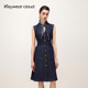 Keywearcloud奇威秋季 连衣裙气质礼服裙 单排扣无袖 西装 领中长款