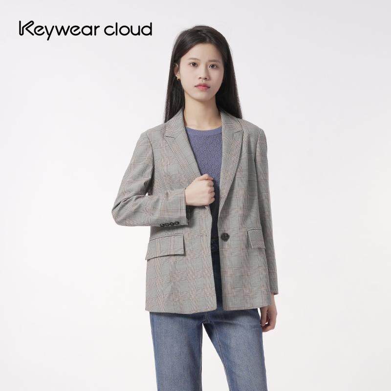 Keywearcloud奇威通勤商务职业复古单排扣西装外套