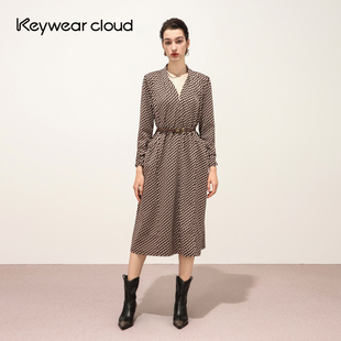 Keywearcloud奇威几何图案时尚 大方连衣裙