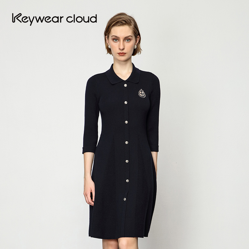 Keywear硫酸铜穿搭法式连衣裙