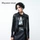 Keywearcloud奇威秋季 外套 潮酷皮衣单排扣长袖 帅气女装 油蜡时尚