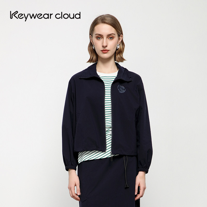 Keywearcloud奇威春秋休闲百搭显瘦通勤徽章刺绣外套