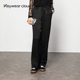 百搭 女长裤 Keywearcloud奇威女装 黑色高腰宽松休闲裤