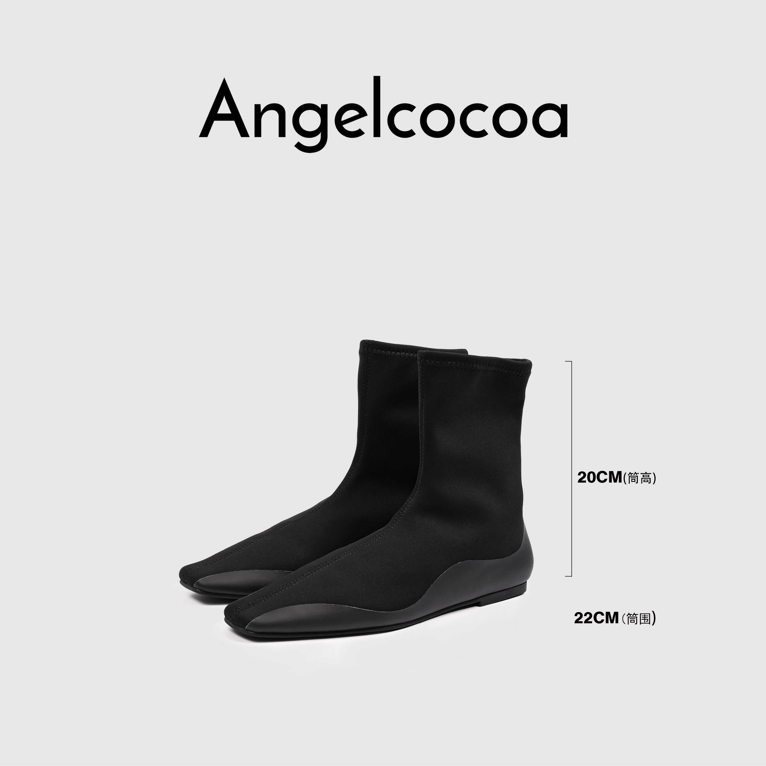 日本Angelcocoa复古经典百搭绒面中筒靴女内小方头弹力靴,女鞋,切尔西靴,淘宝优惠券,粉丝福利购,淘宝优惠卷