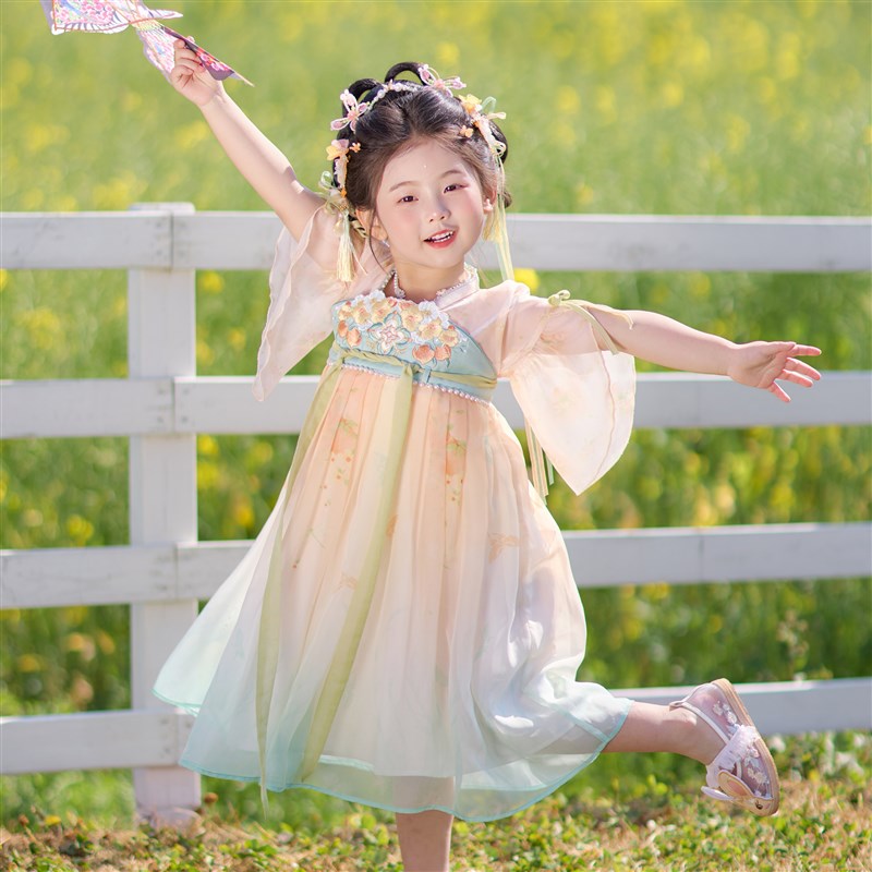 汉服女童夏季新款儿童中国风仙气连衣裙小女孩古风表演服