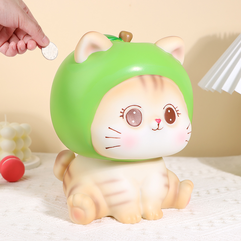 2023年新款大号可爱水果猫咪存钱罐儿童女孩子防摔存钱筒成人礼物