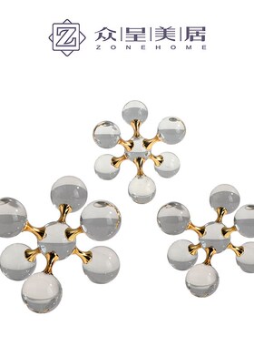 简约现代几何金属水晶分子球摆件样板间客厅玄关电视柜桌面装饰品