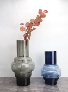 新中式玻璃花器摆件花插样板房售楼部卧室书房客厅桌面玄关饰品