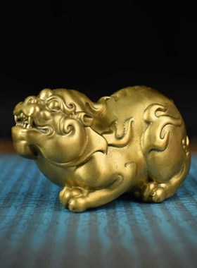 全铜实心招财天禄望天貔貅手把件办公室桌面摆件车载中控台摆件