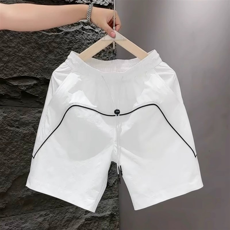 轻奢高端白色休闲短裤男款时尚五分裤2025夏季新款男士沙滩大裤衩