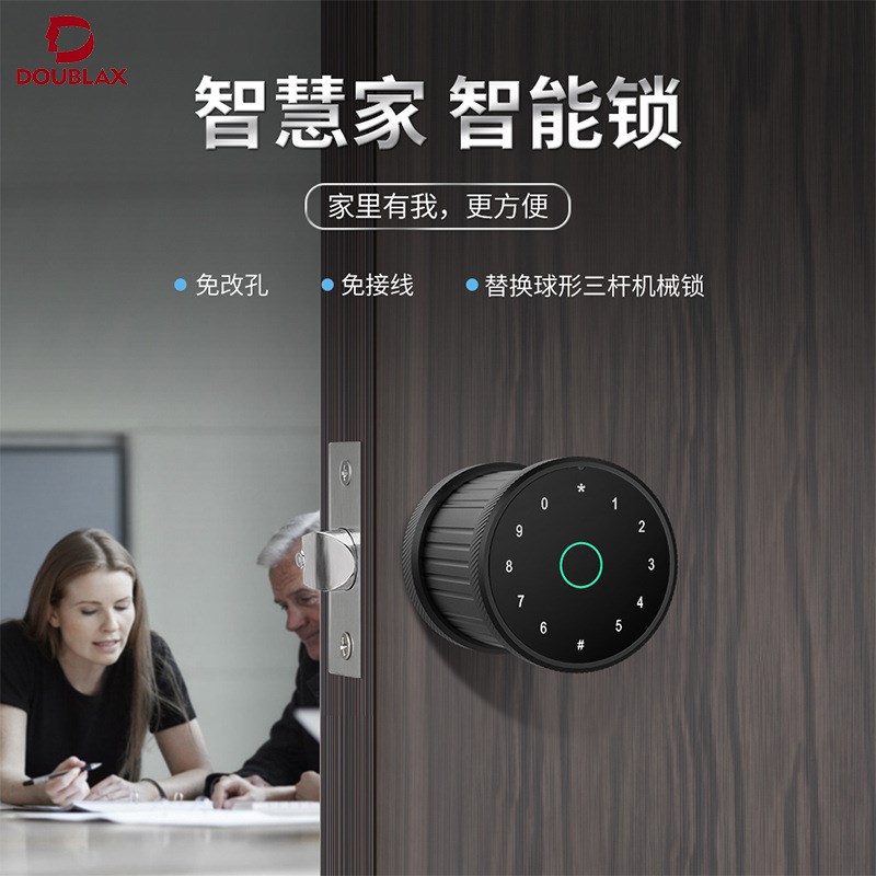 涂鸦指纹锁卧室房间办公室密码锁木门球形智能P公寓民宿室内电子