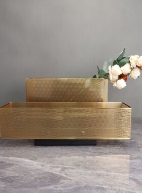 北欧金属金色多孔大花器样板房售楼部卧室客厅餐厅书房桌面摆件