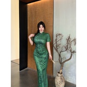 旗袍显白收腰气质微胖显瘦连衣裙 国风新中式 babes 唯见青衫