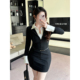 显瘦包臀短裙 纯欲性感撞色假两件连衣裙修身 babes 撞色引力