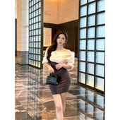 纯欲性感辣妹秋季 假两件包臀连衣裙 长袖 衬衫 babes 酷酷小妖