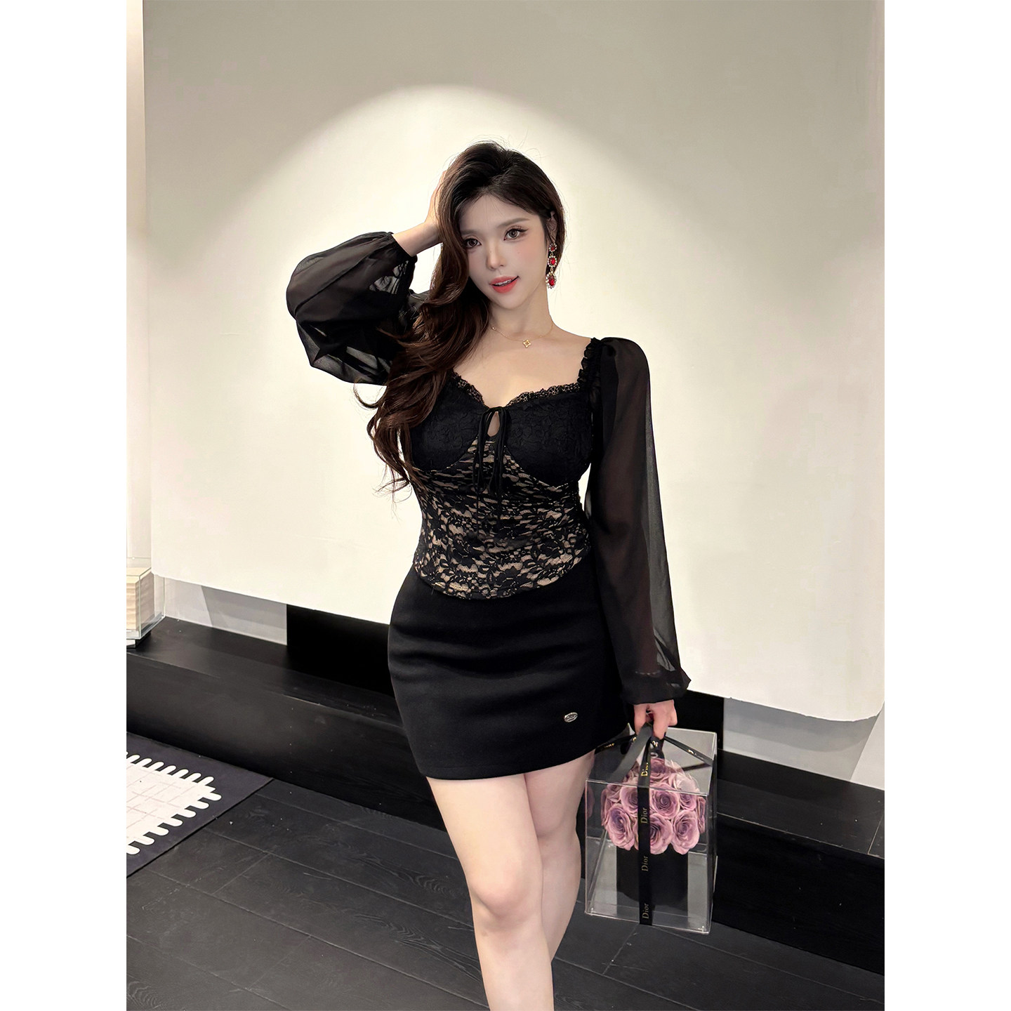 B-babes【黑蔷薇】大码黑蕾丝一字肩抽绳绑带露肩修身辣妹上衣女,女装/女士精品,大码内搭,淘宝优惠券,粉丝福利购,淘宝优惠卷