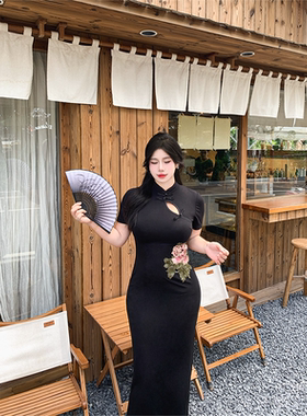 B-babes【牡丹花语】复古新中式改良旗袍遮肚藏肉裙子包臀连衣裙