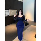 包臀长裙 深海绮梦 babes 纯欲性感蕾丝拼接连衣裙女性感修身