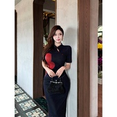 国风旗袍裙气质收腰显瘦包臀连衣裙 微胖新中式 babes 墨花吟