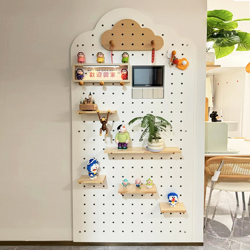实木洞洞板配件收纳置物架挂钩火柴棍圆孔木棒层板隔板木质可定制