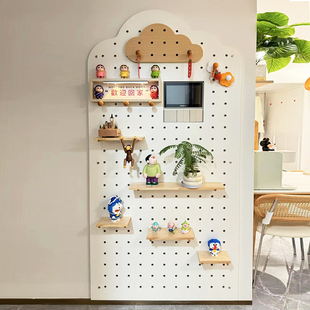 实木洞洞板配件收纳置物架挂钩火柴棍圆孔木棒层板隔板木质可定制