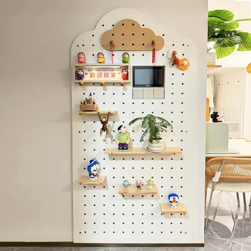 实木洞洞板配件收纳置物架挂钩火柴棍圆孔木棒层板隔板木质可定制