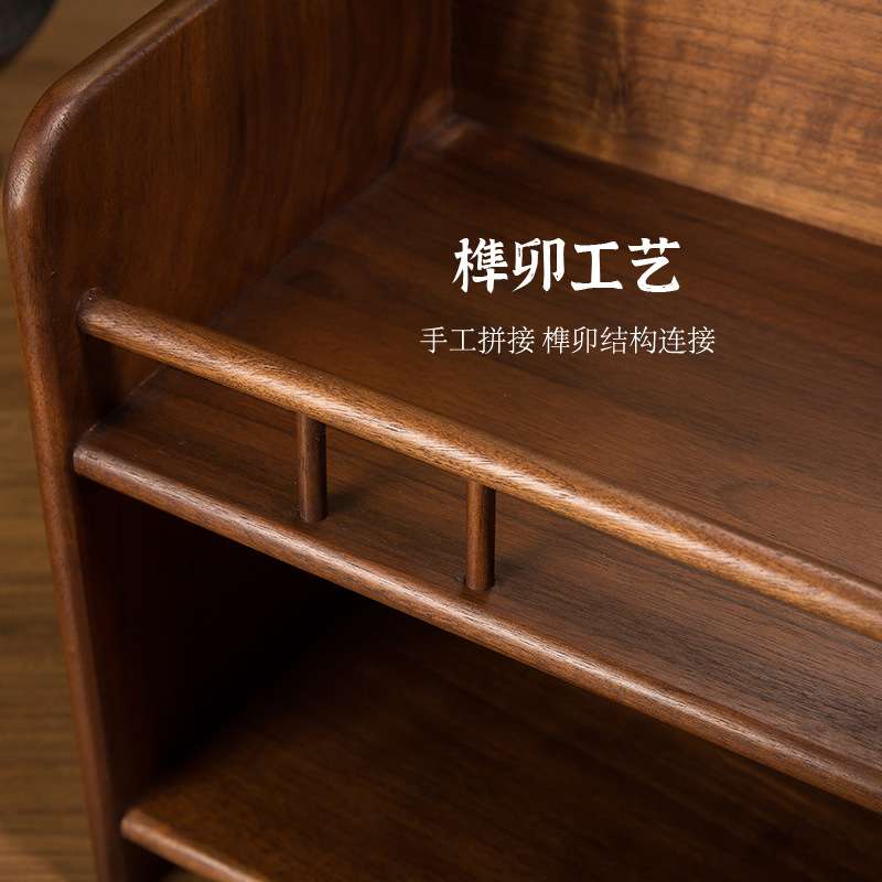 黑胡桃实木茶壶茶杯置物架收纳架客厅摆件展示架多层大容量储物架