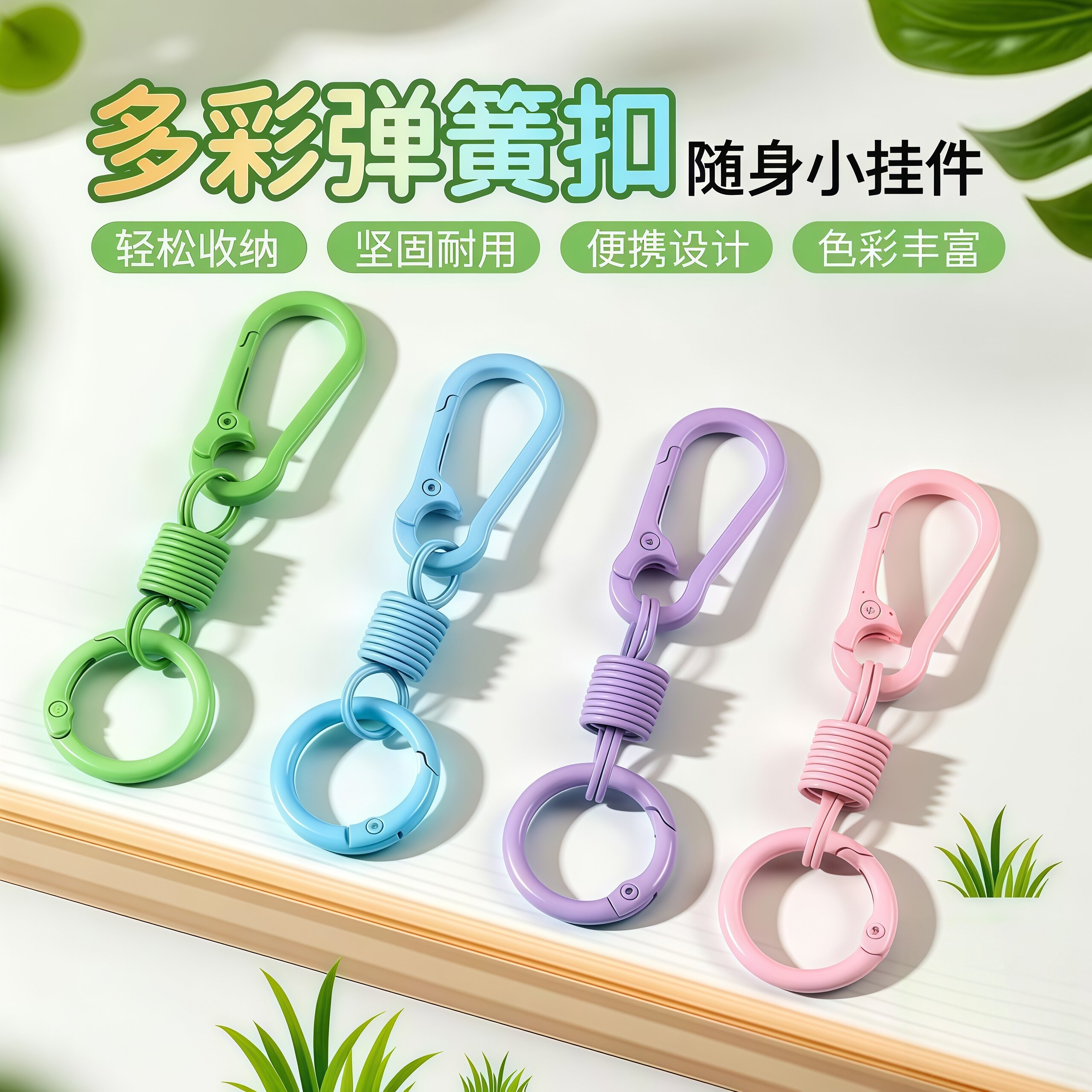 马卡龙色弹簧烤漆创意钥匙扣