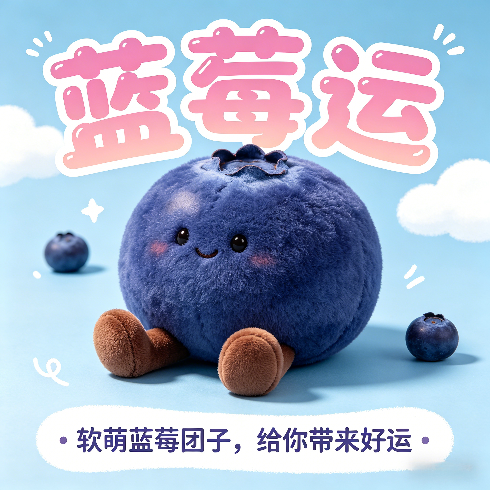 莓烦恼蓝莓毛绒挂件钥匙扣