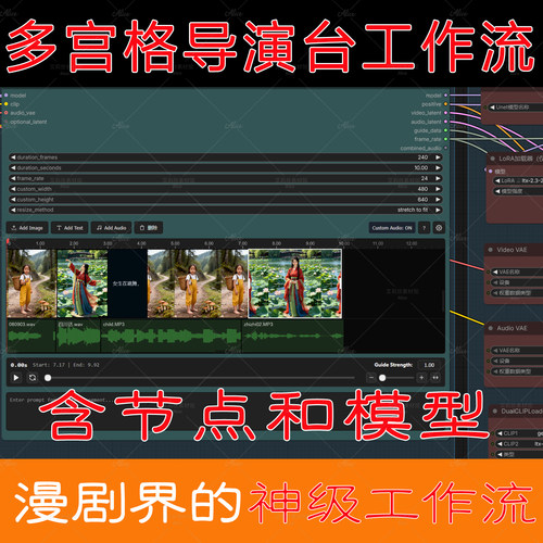 comfyui漫剧工作流图生视频导演台多宫格多图参考生成视频