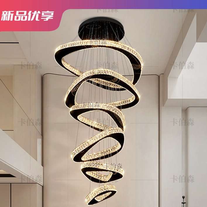 设计师款别墅复式楼大吊灯现代轻奢高档大气挑空大厅主灯水晶吊灯