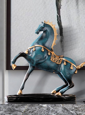 装饰品招财俊马摆件酒柜客厅办公室领导高档书桌面新中式马到成功