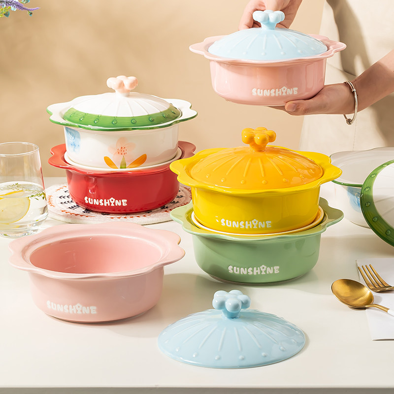 泡面碗带盖家用陶瓷碗日式2025新款个人专用大容量汤碗高颜值餐具