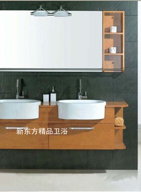 美式卫浴柜洗手盆柜洗漱台欧式浴室柜落地J实木仿古浴室柜橡木869