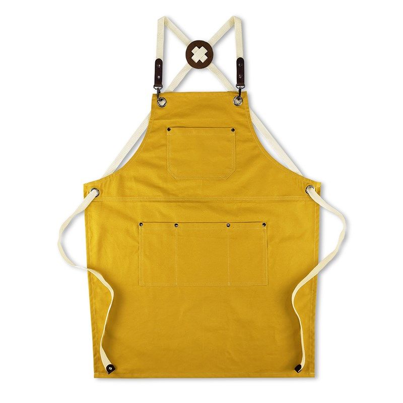 手工围裙姜黄全棉柔软咖啡店绘画西餐厅厨房男女情侣定制皮标logo,家庭/个人清洁工具,围裙,淘宝优惠券,粉丝福利购,淘宝优惠卷