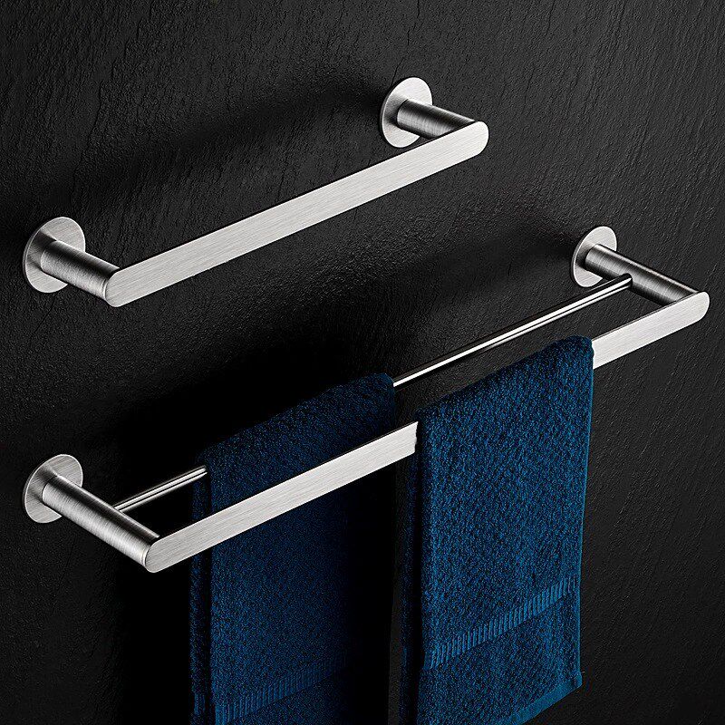 毛巾架免打孔卫生间304不锈钢浴巾架壁挂式浴室轻奢风毛巾杆单杆