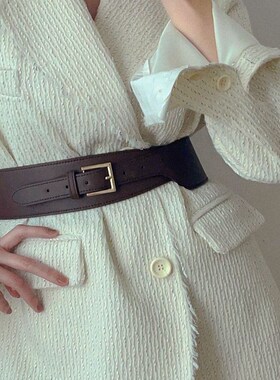 2023新款腰封女士连衣裙装饰西装收腰时尚百搭高质感puZ松紧宽腰