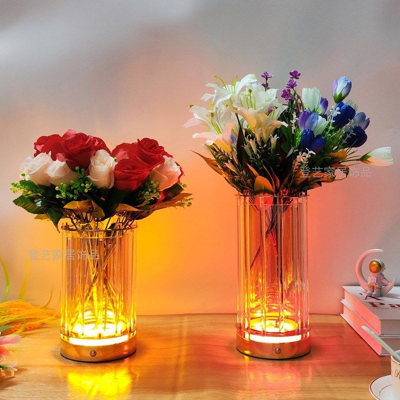 北欧创意充电式发光花瓶灯摆件轻奢情调浪漫台灯客厅电视柜装饰品,家装灯饰光源,氛围灯,淘宝优惠券,粉丝福利购,淘宝优惠卷