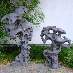 仿太湖石a窟窿雕件假山雕塑室外院内庭院别墅鱼水池造景玻璃钢摆