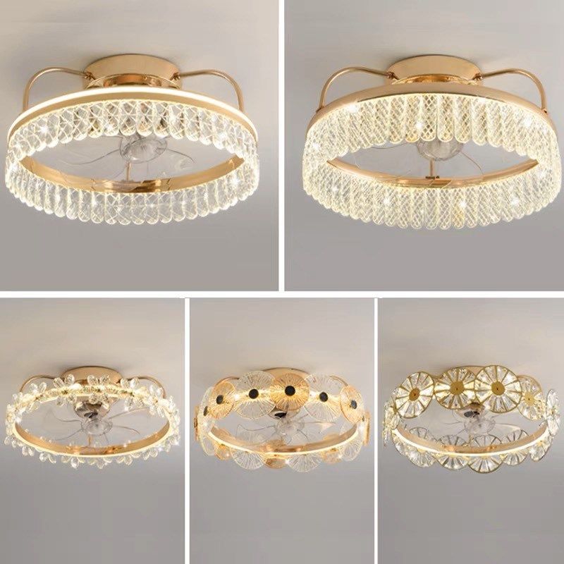 轻奢风高档360度水晶风扇灯卧室灯2023新款客厅餐厅吊灯带风扇,家装灯饰光源,风扇灯,淘宝优惠券,粉丝福利购,淘宝优惠卷