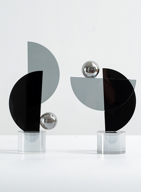 轻奢现代水晶几何摆件客厅酒柜电视柜装饰摆设售楼处柜子陈设软装