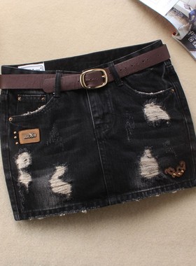 2021秋c冬新款韩版牛仔裙半身裙女显瘦黑色包臀短裙时尚内衬防走