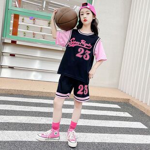 女童夏季篮球服套装美式运动速干衣宽松儿童短袖短裤X两件套女中