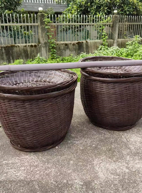 民俗怀旧老物件古代旧农具农耕文化竹编竹筐竹篮农V耕博物馆展览