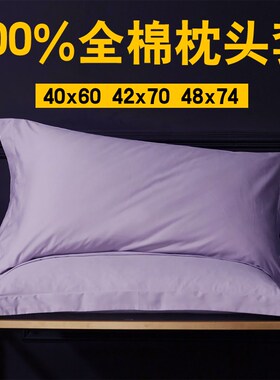 42x70纯棉枕套亚酒店深睡pro记忆棉40x60全棉单人枕头套48.x74紫