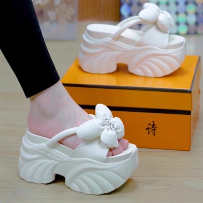 8cm松糕厚底凉拖鞋女夏季外穿2025新款小个子增高软底不累脚显高