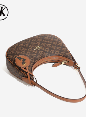 LK轻奢包包小众月牙包新款2026高级感大容量通勤老花单肩腋下包女