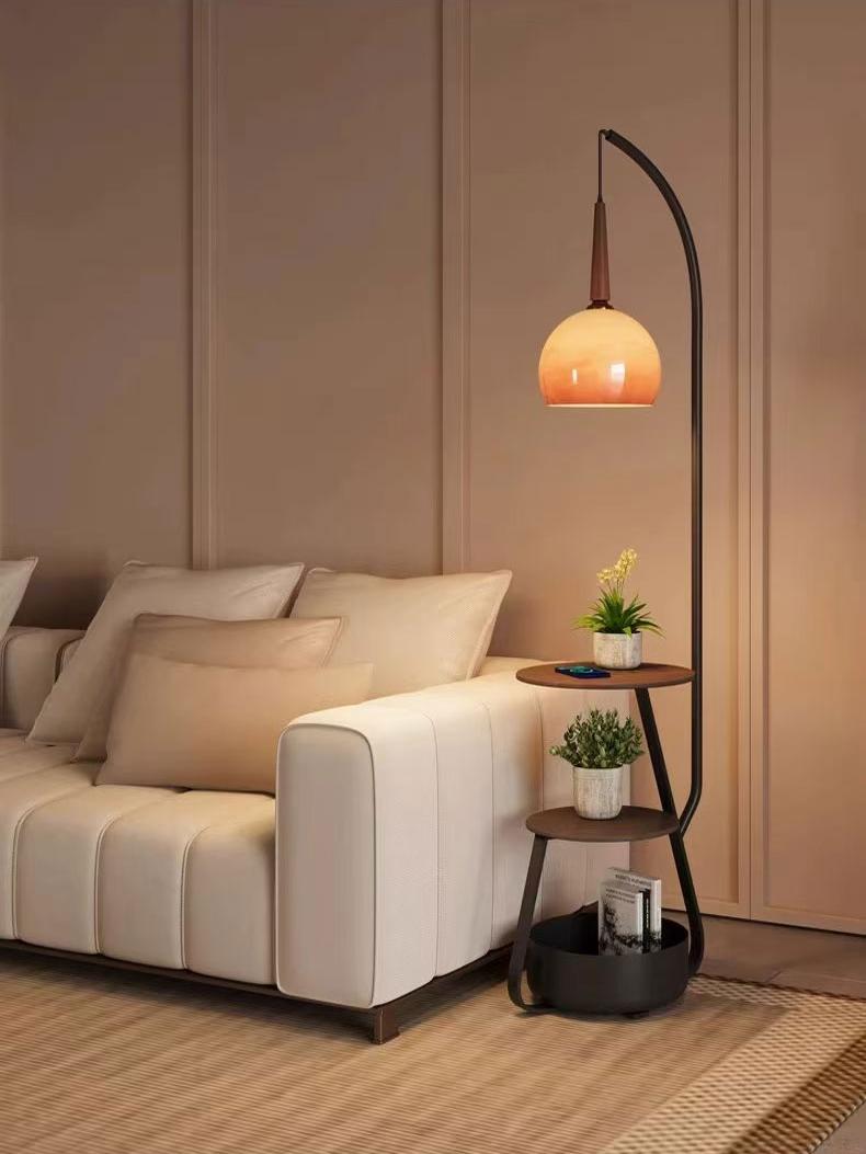 中古落地灯置物架一体氛围钓鱼灯客厅沙发边覆古卧室茶几立式灯具